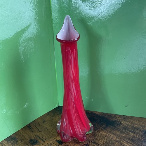 Art glass red twisted - art,