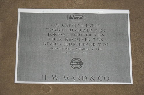 Ward 7ds capstan lathe - ward, parts
