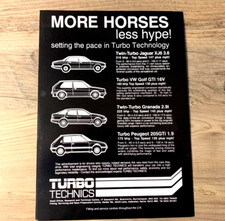 TURBO TECHNICS GRANADA, 205 GTi, JAGUAR XJ6, VW GOLF GTi - CLASSIC CAR ADVERT