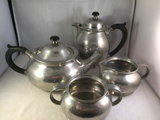Antique Liberty & Co English Pewter 4 piece 'Tudric' Tea Set