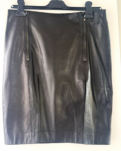 Maje black leather knee - leather, knee-length