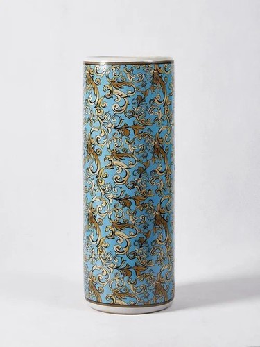 Blue and gold flower umbrella - and,