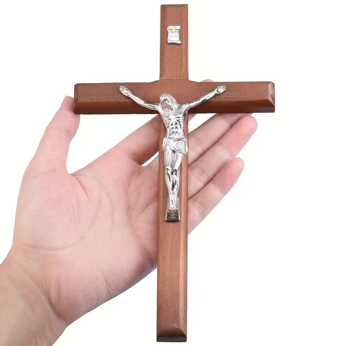 20cm wooden crucifix with - wooden,