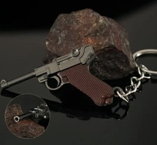 Mini German WWII Luger Pistol Gun Shaped Keyring Premium Keychain Gift UK
