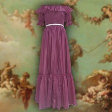 Vintage 1970s Red Purple Evening Bridesmaid Maxi Dress Fits Size 10 Cottagecore