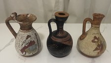 Job Lot Greek Museum Replica Vases – 3pcs – Crackle & Black-Figure Styles