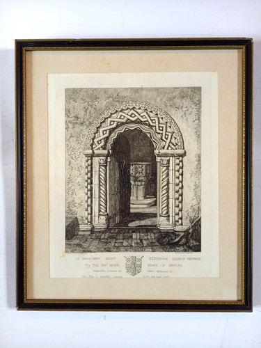 Framed engraving door way - engraving, door-way