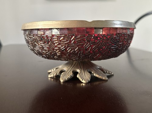 Red vintage glass ashtray - vintage,