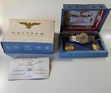G NOS 1940's Waltham Sea Viceroy Wristwatch W Case & Paperwork Unused
