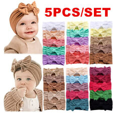 5PCS Newborn Baby Girls Rabbit Headband Soft Elastic Bow Knot Hair Band Set Gift