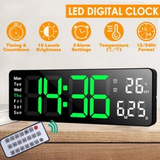 13" Digital Large Wall Clock LED Desk Clock with Date/Time/Temp Countdown Clock.