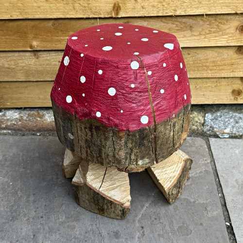 Hand painted wooden mushroom - wooden,