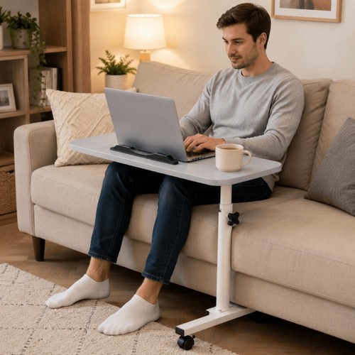 Adjustable overbed table with - overbed,