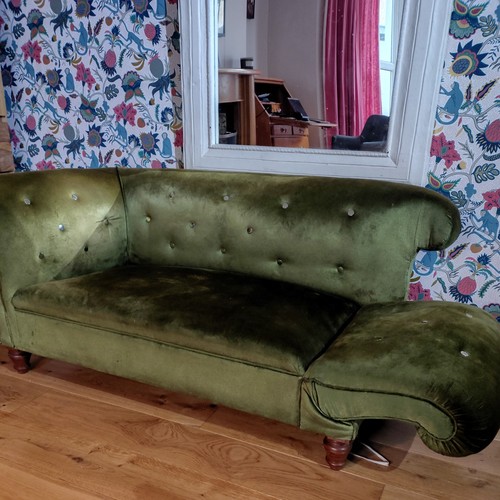 Green velvet chaise - velvet,