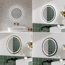 Round LED Bathroom Wall Mirror Touch Sensor Illuminated Light Up 40/50/60/70cm