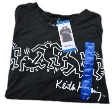 KEITH HARING DESIGNER NEW-YORK HIP-HOP DANCE  T-SHIRT BLACK UK SIZE L 14-16 BNWT