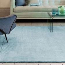 York Rug Duck Egg Blue Wool Rug Plain With Border Living Room Bedroom Area Rugs