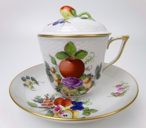 Herend lidded cup saucer - herend,