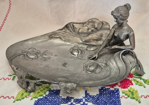 Art nouveau pewter - pewter, card