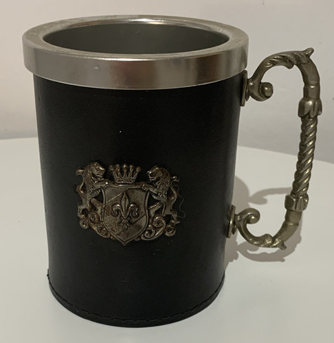 Leather covered beer tankard - leather,