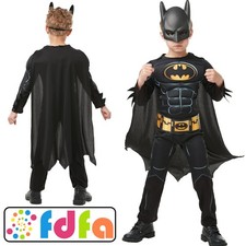Rubie's Official Deluxe Black Core Batman Kids Boys Fancy Dress Costume New