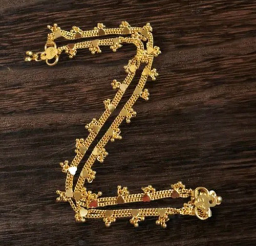 Anklet gold plated heart - gold, ankle
