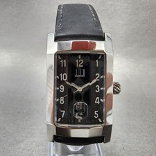 Dunhill Dunhillion Tank Watch Men 24mm Black Dial Steel Date Rectangle New batt