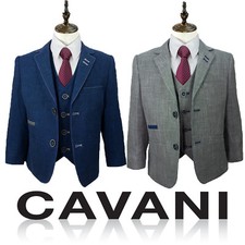 Kids Childrens Boys Blue Linen