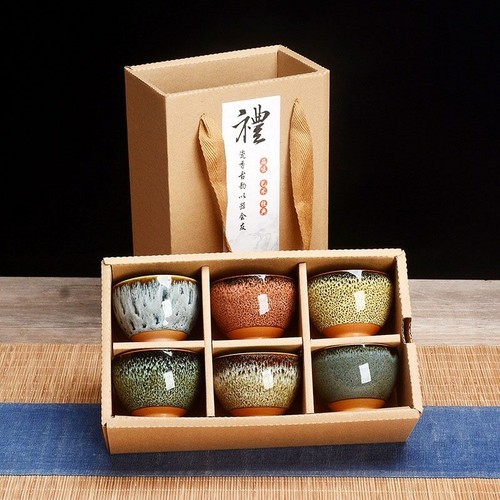 Exquisite 6pcs temmoku glaze