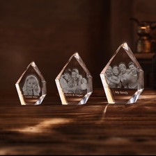 3D Crystal Photo Personalised Glass Laser Engrave rhombic etched picture iceberg