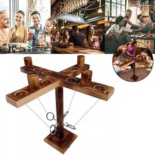 Wooden Hook and Ring Toss Battle Game Table Top Toss For Adults Drinking Game UK