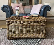 Old Antique Wicker Basket, Blanket Chest,  Coffee Table, Laundry, Log, Storage