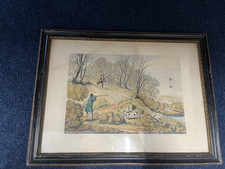 Woodcock Shooting – Original Framed Antique Hand-Coloured English Print,