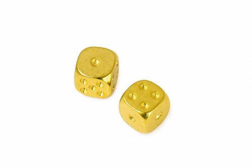 Golden solid brass dice - brass,