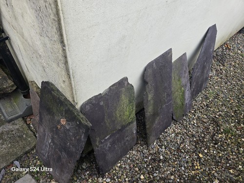 Old slate roof tiles - old,
