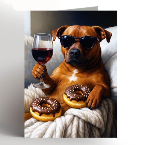 Funny staffie dog card wine - staffie,