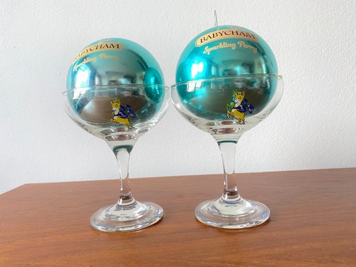 Pair babycham coupe glasses - babycham,