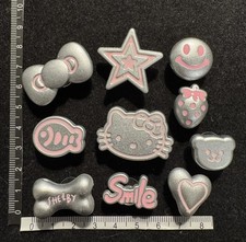 10pcs Matt Silver Pink Hello