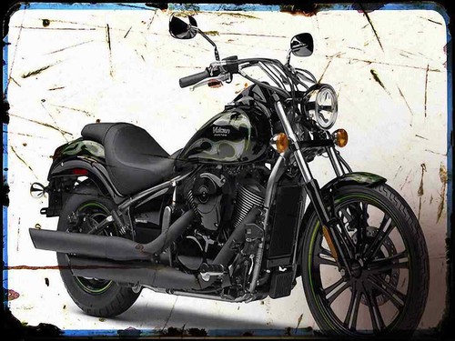 Metal sign motorbike vulcan - a4,