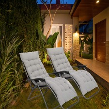 Padded Zero Gravity Chairs Set of 2 Outdoor Recliner Garden Reclining Poolside