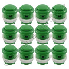12 x Green Leaf Style 28mm Round Convex Arcade Buttons & Microswitches - MAME