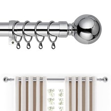 Heavy Extendable Metal Curtain Pole 28mm Holdback Finial Rings Hook Rod Fittings