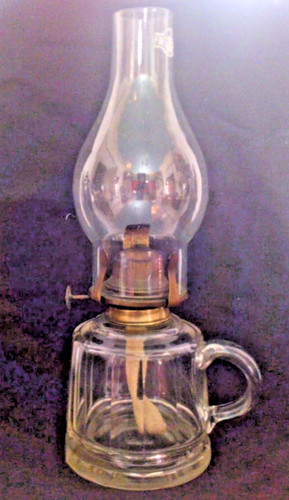 Vintage clear finger oil lamp - vintage,