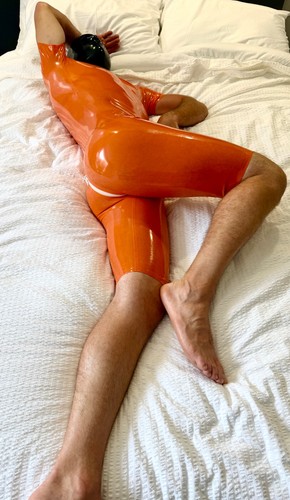 Latex catsuit neck entry - latex,
