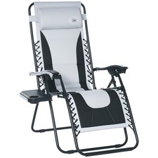 Outsunny Zero Gravity Lounger Folding Recliner Chair w/ Cup Holder Grey