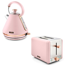 Cavaletto 1.7L Pyramid Kettle & 2 Slice Toaster Kitchen Set Pink & Rose Gold