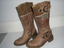 TAMARIS MID CALF BROWN LEATHER