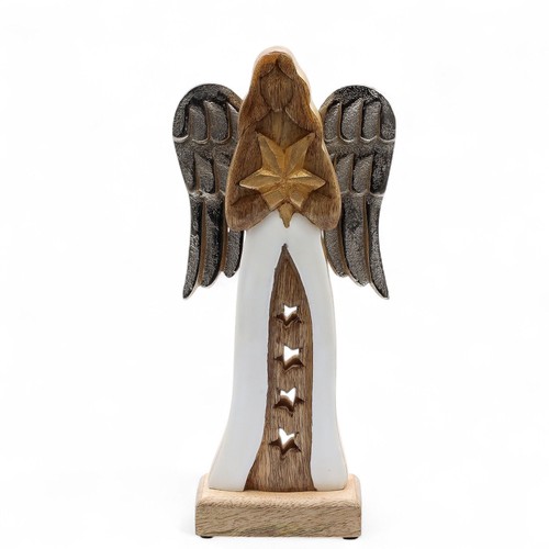 Large mango wood star angel - large,