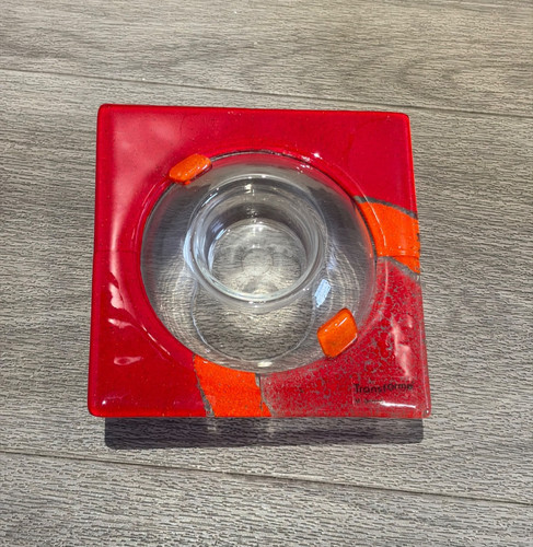 Red artistic glass tea candle