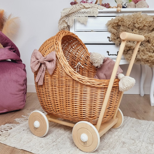 Wicker doll stroller with - wicker,